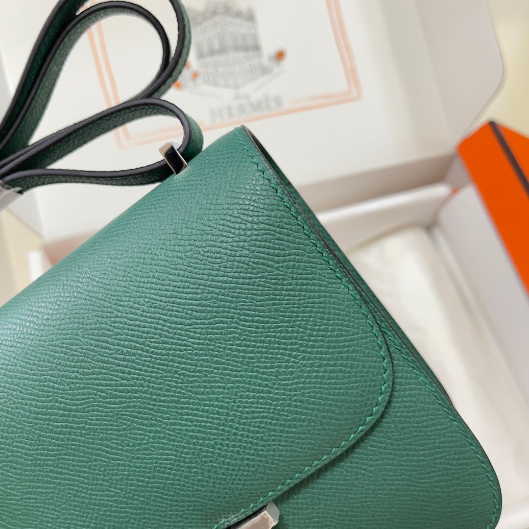 Hermes Constance 18 Mini Shoulder Bag In Vert Emeraude Epsom Leather